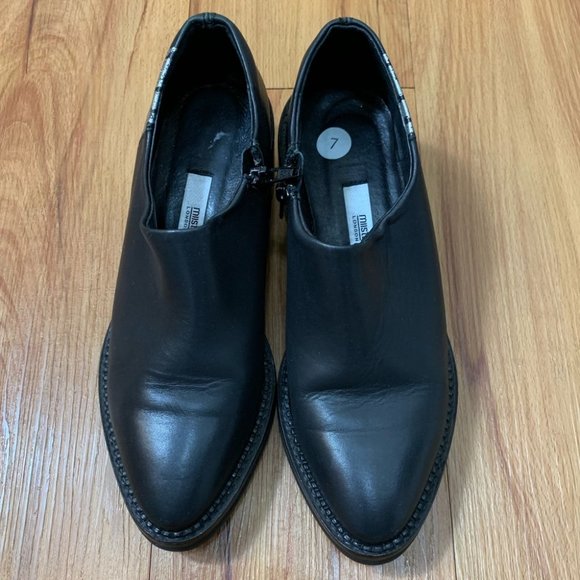 Miista Black Leather Block Heel Pointed Shoes - Picture 3 of 11